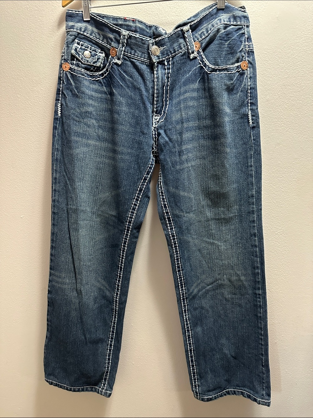 True Religion Billy Super T Jeans 38 Y2K Buddha Thick Stitch Flap Pocket